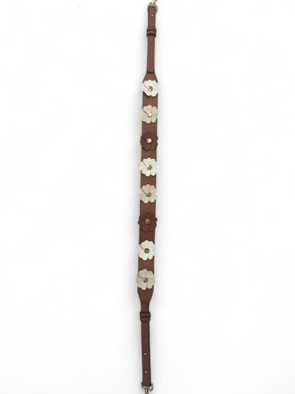 Clearly Leather Floral Strap in Brown and Cream - Women's Accessory
